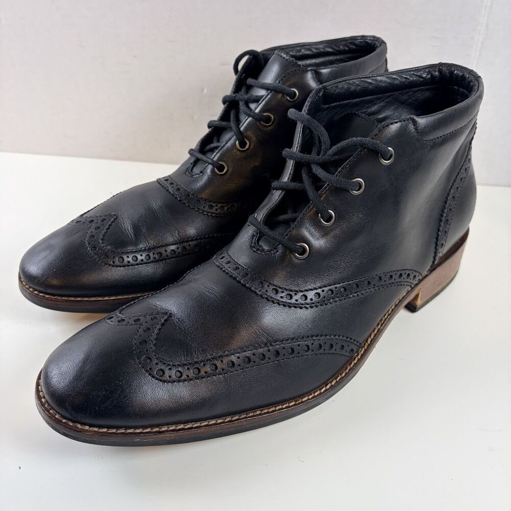 Cole Haan Mens Liam Chukka Boot Size 10 M Black Leather Wingtip Brogue